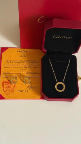 Cartier set, gold necklace and earrings, high qual...