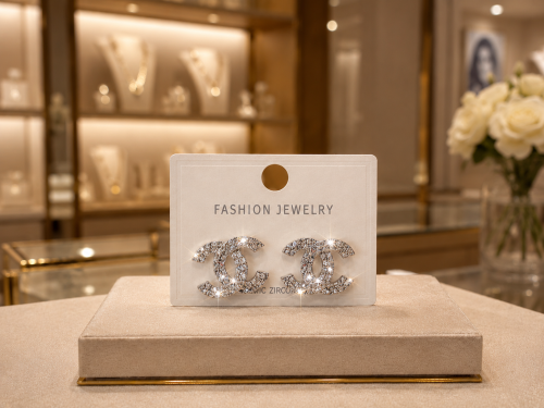 Chanel silver earrings with zircon