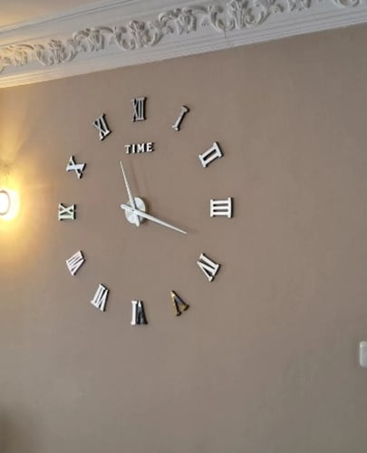 A non-slip wall clock, 3D silver + silver butterfl...