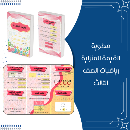 مطوية القيمة المنزلية رياضيات الصف الثالث ابتدائي...