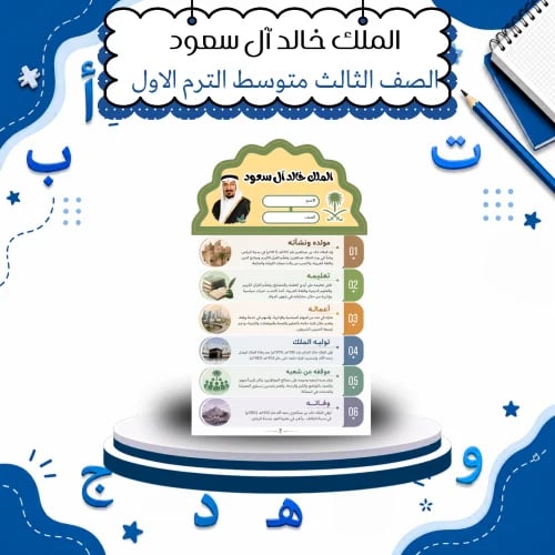سيرة خالد بن عبدالعزيز آل سعود لغتي الصف الثالث مت...
