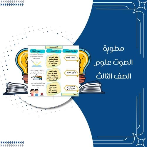 مطوية الضوء علوم الصف الثالث ابتدائي الترم الثاني