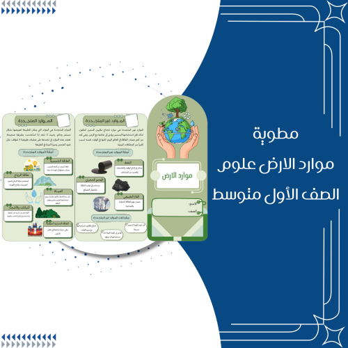 مطوية موارد الارض علوم الصف الاول متوسط الترم الثا...