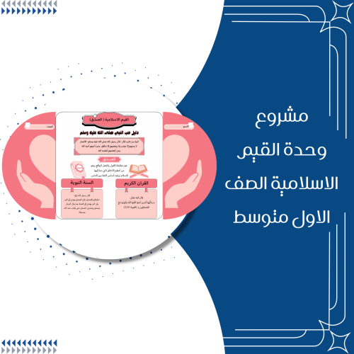 مشروع وحدة القيم الإسلامية لغتي الصف الاول متوسط ا...