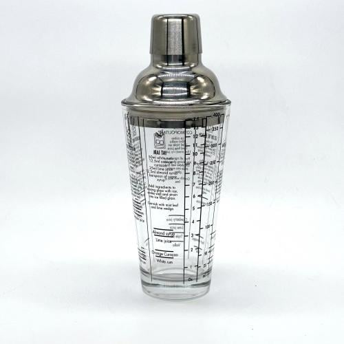 شيكر زجاجي لتحضير المشروبات مع تدرج مقاييس ووصفات...