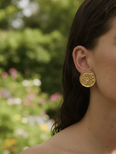 Wildflower Coin Studs Earrings