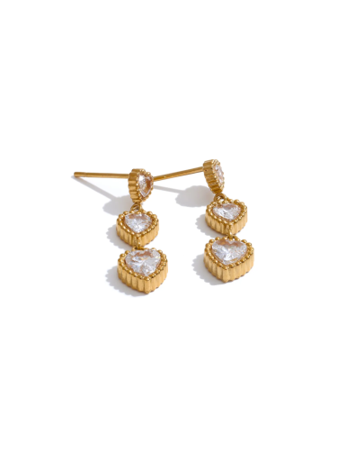 Triple Heart Drop Earrings