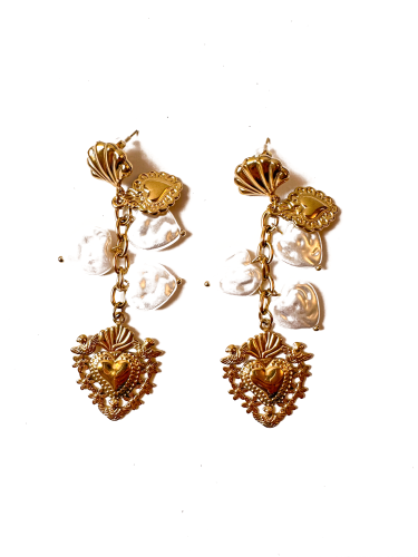 Victorian Heart Pearl Earrings