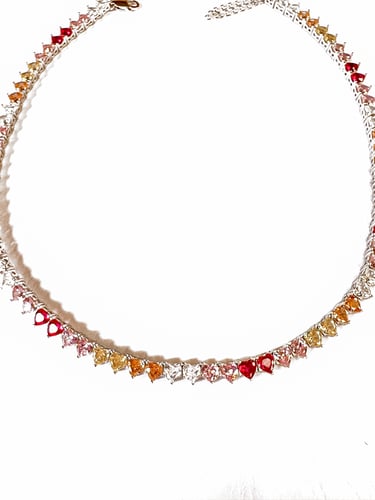 Silver Blushing Heart Necklace