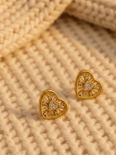 Halo Heart Stud Earrings