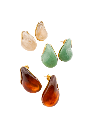 River Stone Stud Earrings