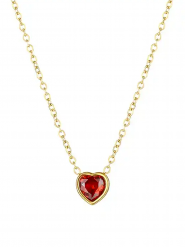 Ruby Heart Pendant Necklace