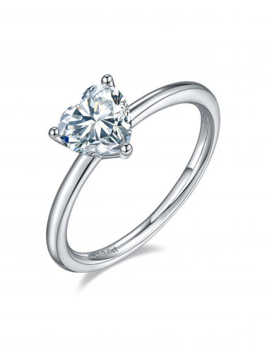 Silver Heart Stone Ring