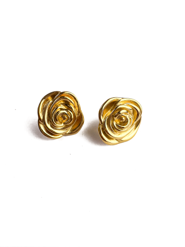 Golden Rose Stud Earrings