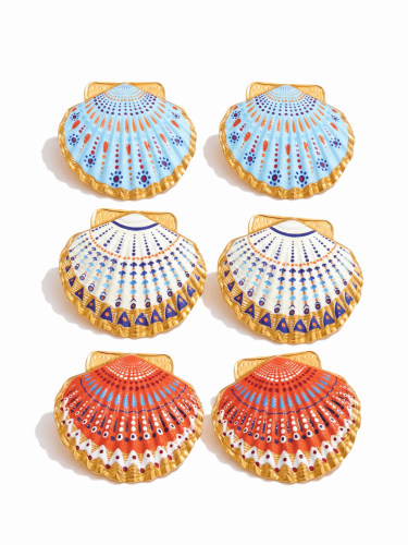 Mosaic Shell Stud Earrings