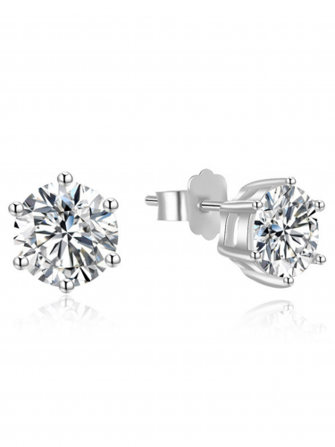 Silver Solitaire Stud Earrings