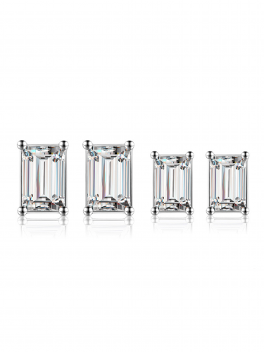 Silver Emerald Stud Earrings