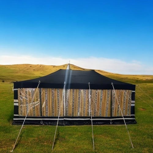 خيمة باكستانية اسود مخطط واجهه شفاف