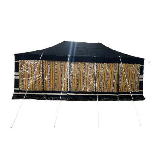 خيمة باكستانية اسود مخطط واجهه شفاف