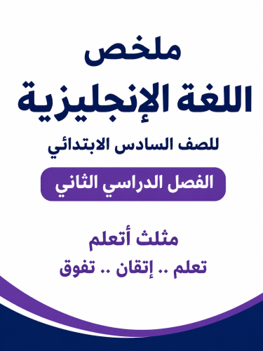 ملخص انجليزي (صف سادس ابتدائي) الفصل الدراسي الثان...