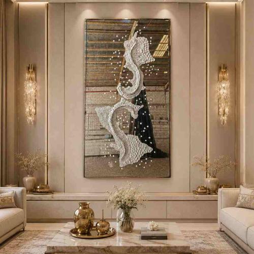 مرايا جدارية برسمة جبسية فاخرة