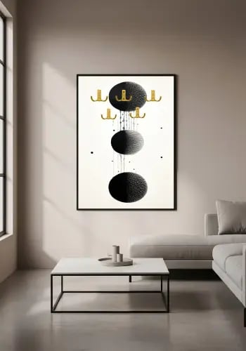 لوحة علاقات عبايات سوداء وذهبية بتصميم دوائر – كان...