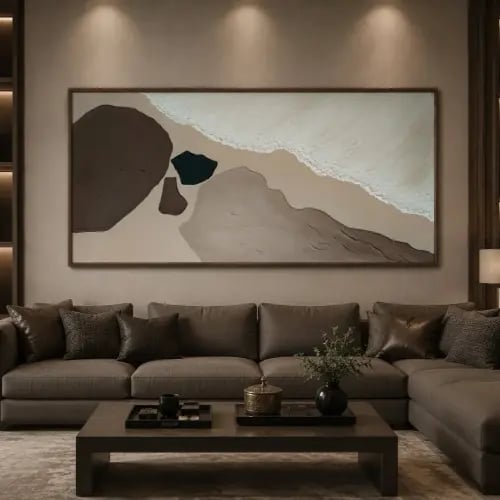 لوحة جبسية موج البحر بتصميم تجريدي ثلاثي الأبعاد