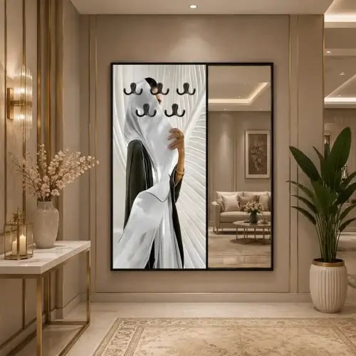 لوحة علاقات عبايات مع مرايا جانبية – تصميم مودرن ح...