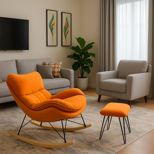 كرسي بوف مودرن برتقالي سادة مريح وأنيق جداً - هومز...