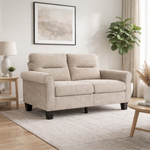 كرسي كنب ثنائي لون رمادي بتصميم أنيق وفاخر