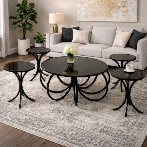 طقم طاولات قهوة جانبية مودرن – تصميم دائري أنيق با...