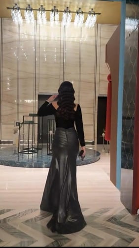 فستان سهره اسود رمادي