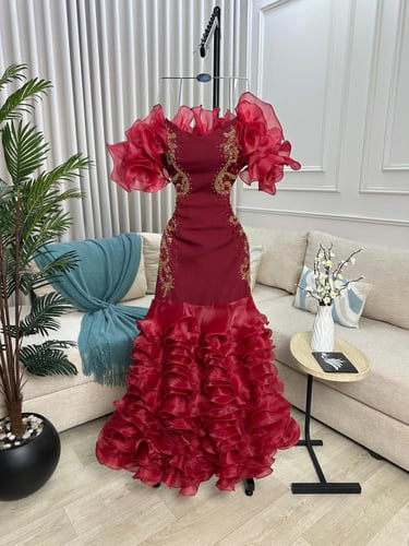 فستان سهره عنابي