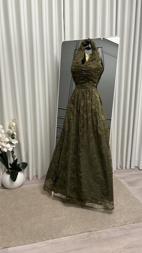 فستان سهره دانتيل اخضر