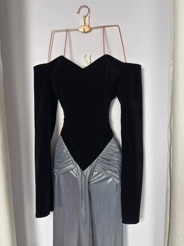 فستان سهره اسود رمادي