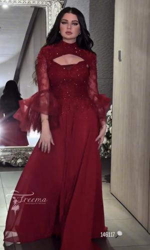 فستان سهره عنابي