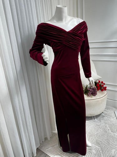 فستان سهره عنابي