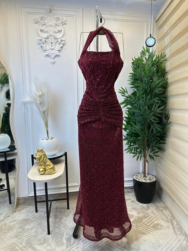 فستان سهره عنابي