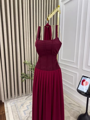 فستان سهره عنابي