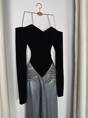 فستان سهره اسود رمادي