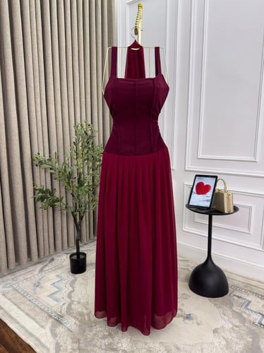 فستان سهره عنابي