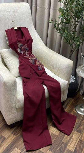 بدله العيد عنابي قطعتين