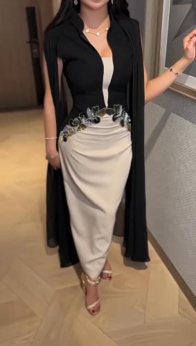 فستان سهره اسود مع ابيض