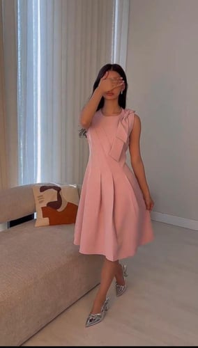 فستان العيد وردي قصير