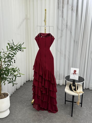 فستان سهره عنابي