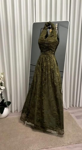 فستان سهره دانتيل اخضر