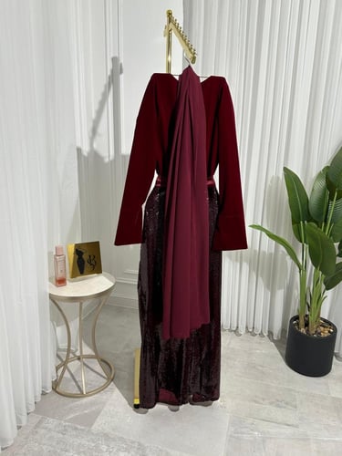 فستان سهره عنابي مخمل