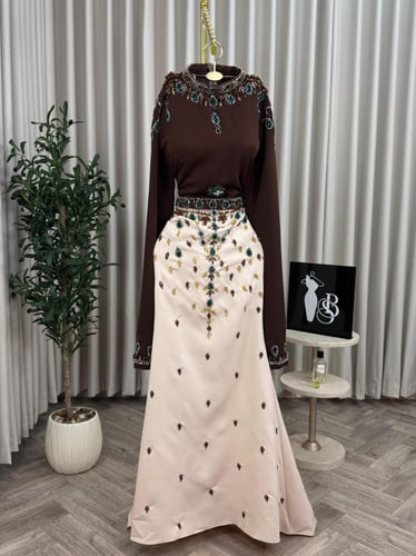 فستان سهره بني بيج