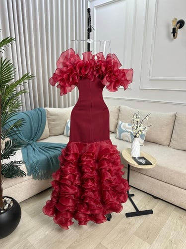 فستان سهره عنابي