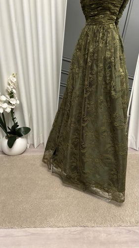 فستان سهره دانتيل اخضر